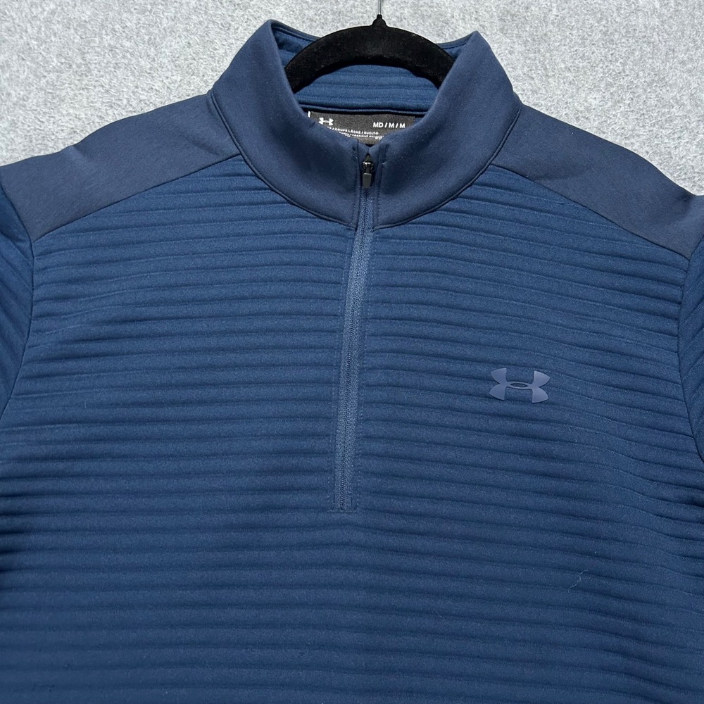 Under Armour Pullover ColdGear Mens Medium Blue Quarter Zip Athleisure Active